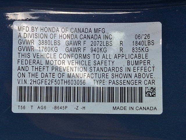 2026 Honda Civic Sedan Sport