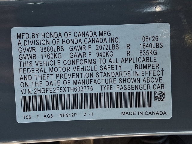2026 Honda Civic Sedan Sport