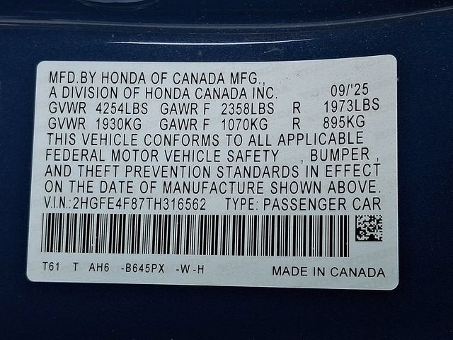2026 Honda Civic Hybrid Sport